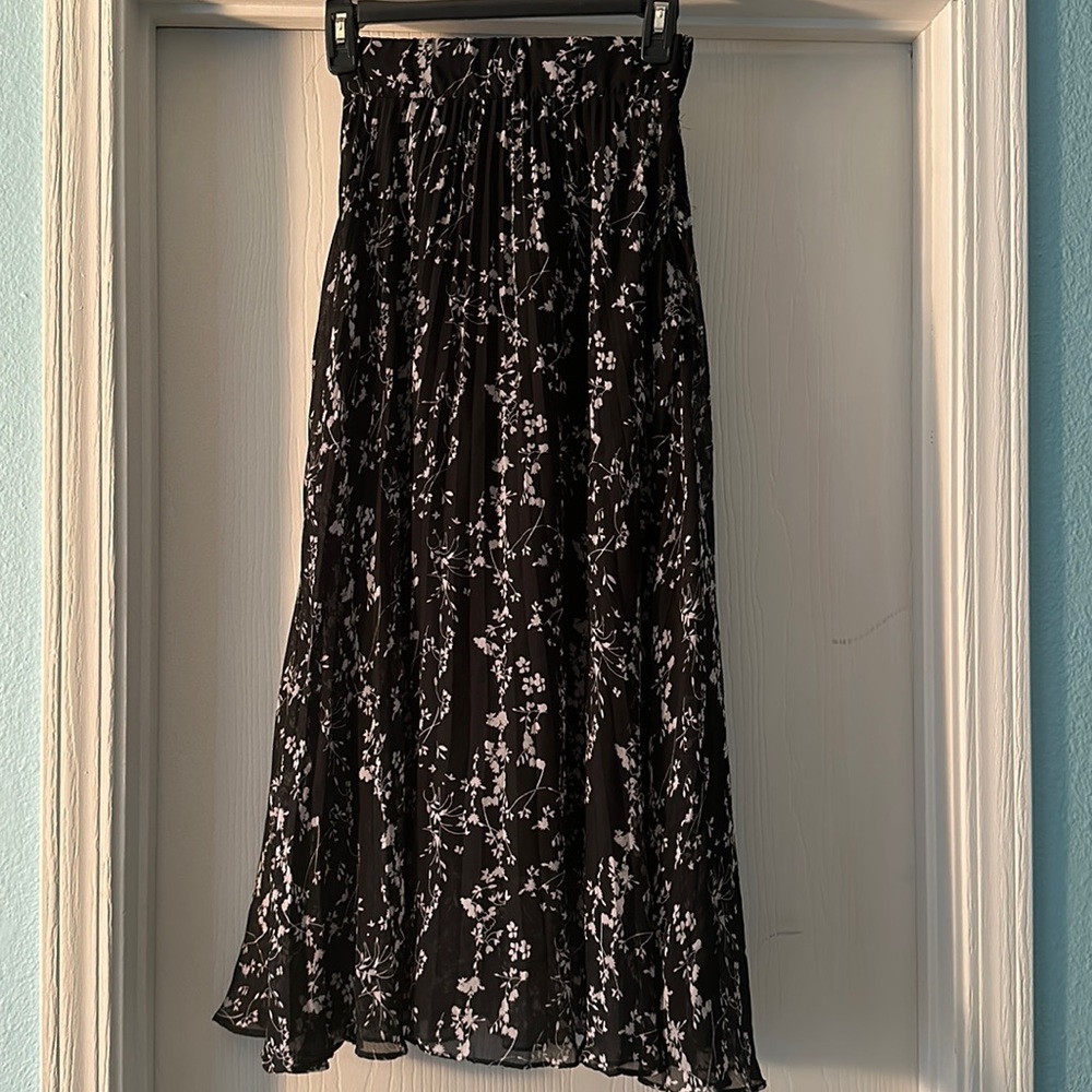 ba&sh Black White Floral Midi Long Skirt